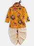 Vastramay SISHU Boys Multicolor-Base-Yellow Cotton Blend Kurta and Dhoti Set